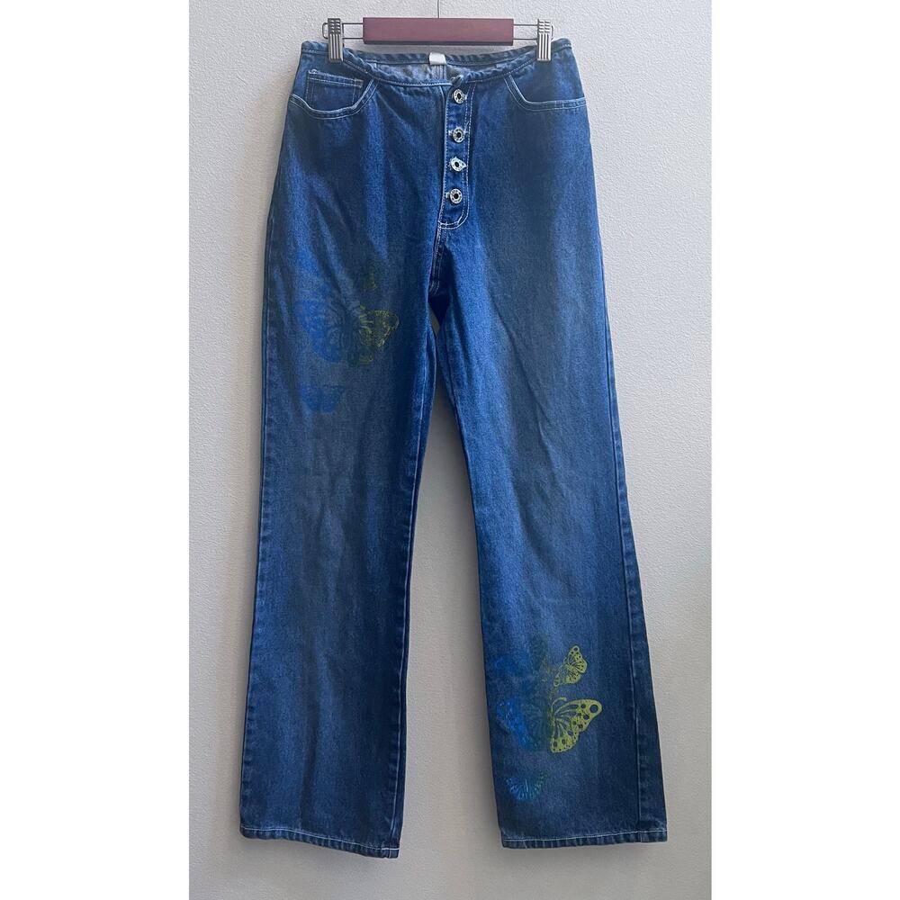 Vintage Y2K Joy Jeans Butterfly Artzy Wide Leg High Waisted Boho Women's 24x31